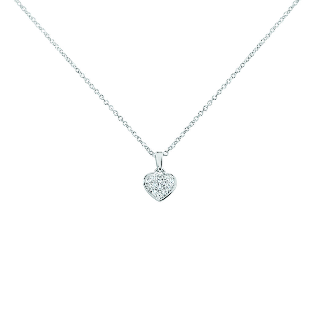 Damen Collier Weißgold 375 Diamant 0,05ct Herz Aba - Halsketten Damen | OROVIVO