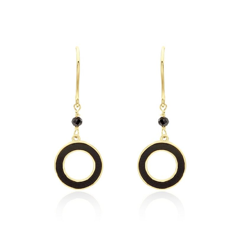 Boucles D'oreilles Pendantes Ponya Or Jaune Onyx Spinelle - Spannringe Damen | OROVIVO