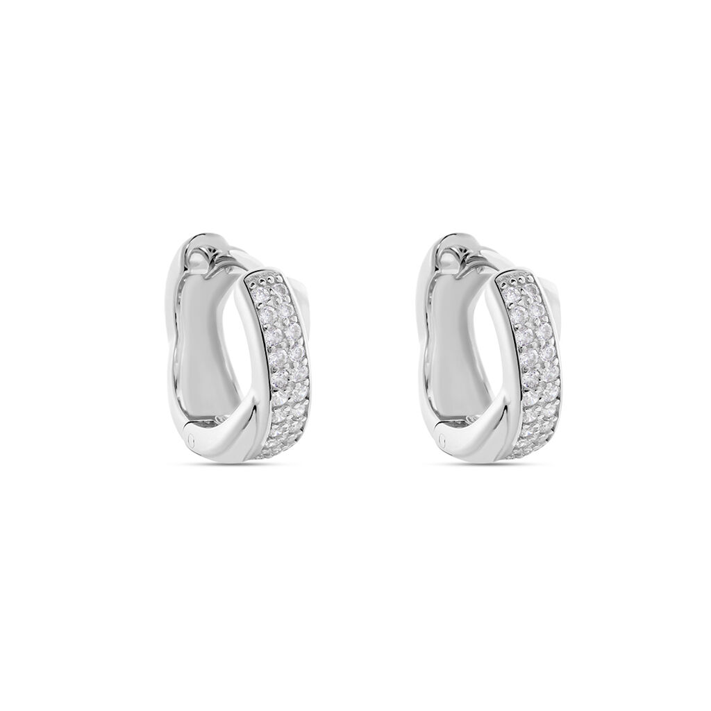 SVETA Damen Creolen Silber 925 Zirkonia Wei&szlig; 0,15 ct