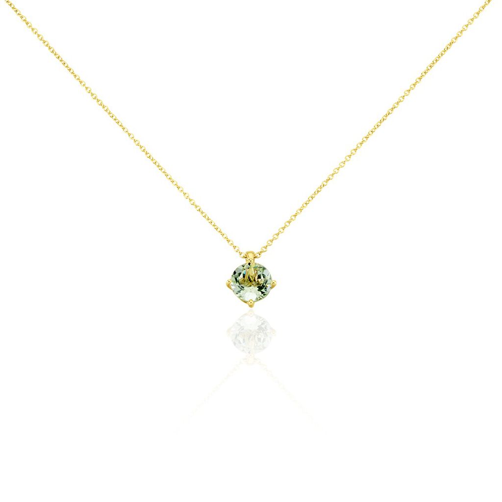 BONI Damen Collier Silber vergoldet 925 Glas Grün Kreis - Halsketten Damen | OROVIVO