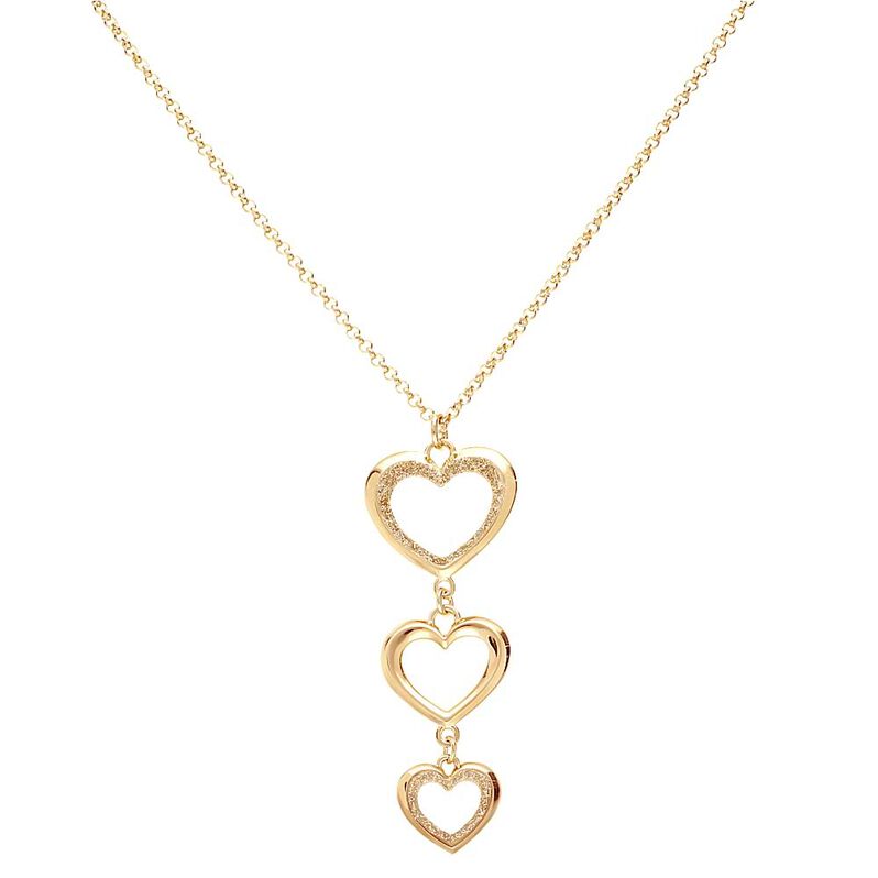 Collana in ottone oro rosa con pendente cuori glitter - Spannringe Damen | OROVIVO