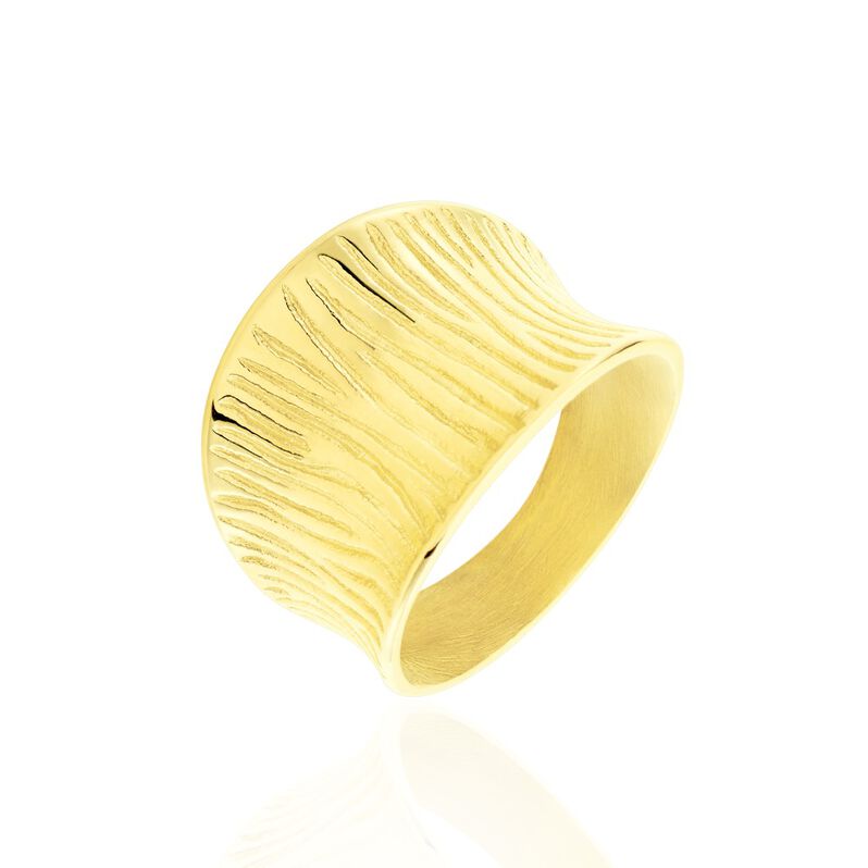 Cocktailring Edelstahl 925 Vergoldet Geriffelt - Ringe Damen | OROVIVO