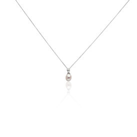 Damen Halskette Weißgold 585 Diamanten Zuchtperle - Ketten mit Anhänger Damen | OROVIVO