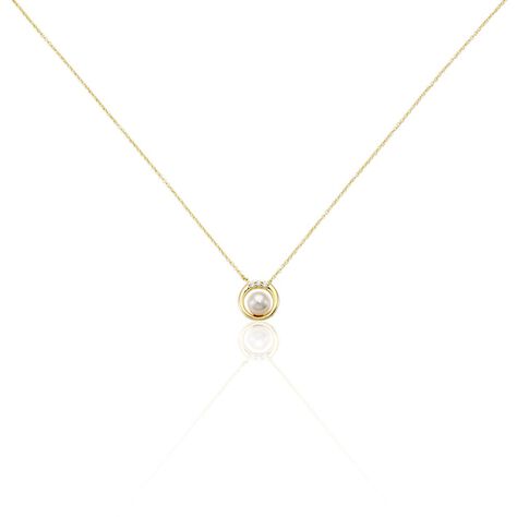 Damen Halskette Gold 375 Zuchtperle Zirkonia Kreis Isabella - Halsketten Damen | OROVIVO