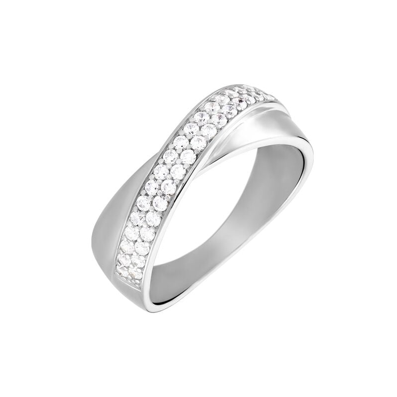 Damen Ring Silber 925 Zirkonia Wei&szlig; Welle B 22 mm - Ringe mit Stein Damen | OROVIVO