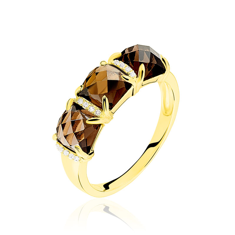 Bague Or Jaune Quartz Et Diamant - Spannringe Damen | OROVIVO