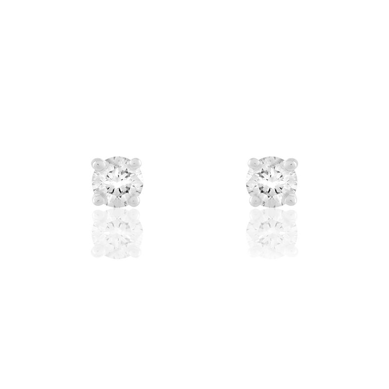 Boucles D'oreilles Puces Hapsatou Or Blanc Diamant - Spannringe Damen | OROVIVO