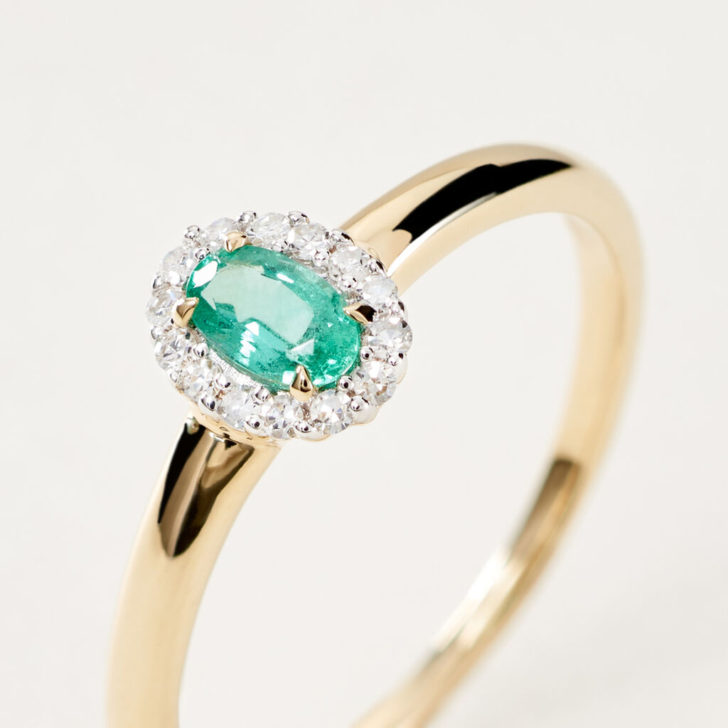 MARION Damen Ring Gold 585 (14 Karat) Smaragd Gr&uuml;n 0,3 ct