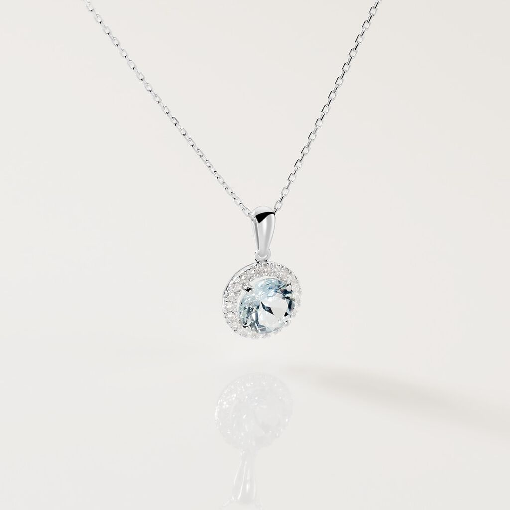 KATHI Damen Kette Wei&szlig;gold 585 (14 Karat) Aquamarin Himmelblau 1,3 ct