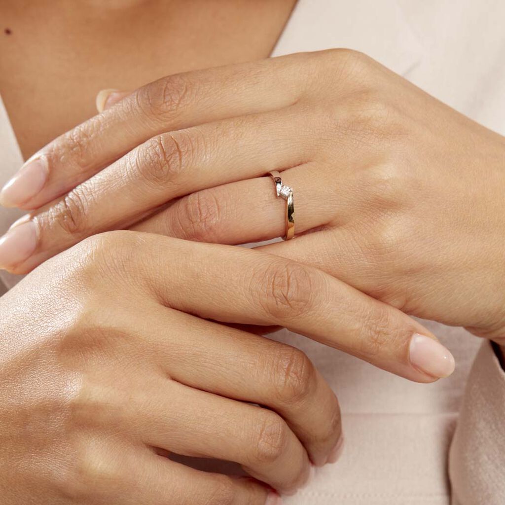 Bague Solitaire Francienne Or Bicolore Diamant - Spannringe Damen | OROVIVO