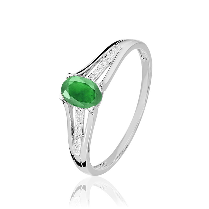 Anello Charlotte Oro Bianco Smeraldo Diamante - Spannringe Damen | OROVIVO