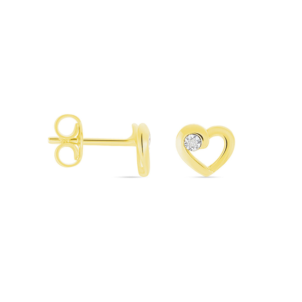 Damen Ohrstecker Silber vergoldet 925 Diamant 0,01ct Herz Celine 2  - Ohrstecker Damen | OROVIVO