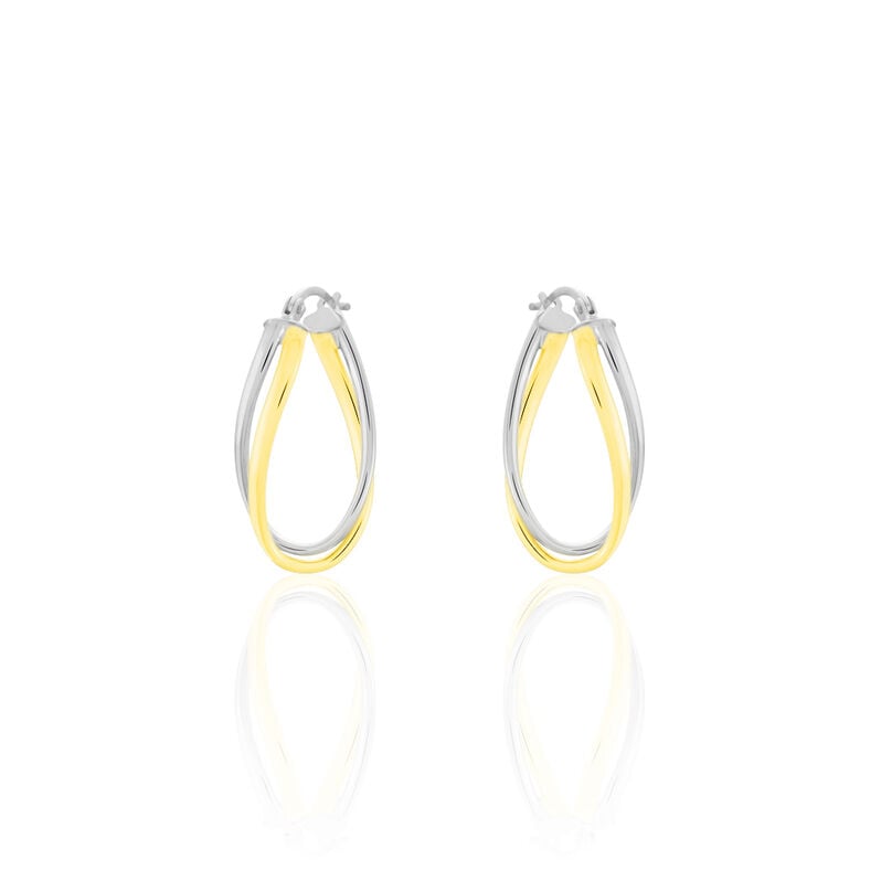 Damen Creolen Gold Bicolor 375 (9 Karat) Welle B 1,3 mm - Creolen Damen | OROVIVO