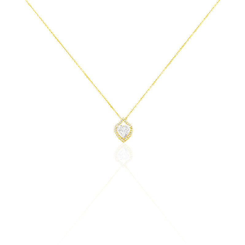 HERZ Damen Collier Gold 375 (9 Karat) Zirkonia Wei&szlig; 1,35 ct Herz - Halsketten Damen | OROVIVO