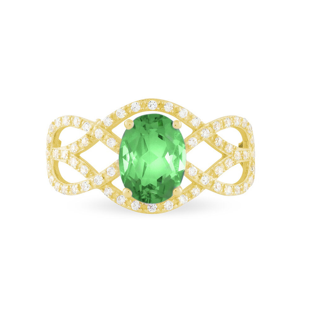 Bague Tina Or Jaune Emeraude Et Diamant - Spannringe Damen | OROVIVO