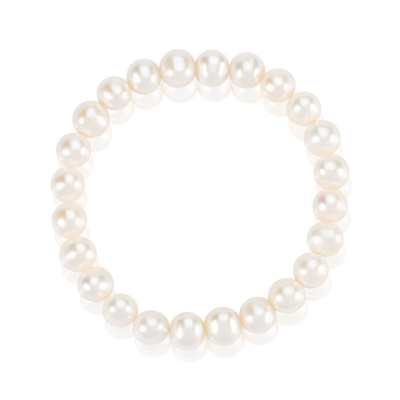 Marylin Damen Armband Elastisch Wei&szlig; Zuchtperle Wei&szlig; - Armb&auml;nder Damen | OROVIVO