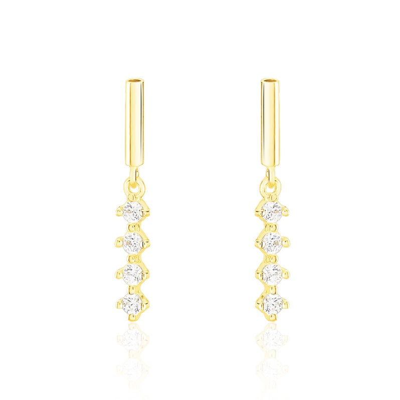 STARRY Damen Ohrringe Lang Gold 375 (9 Karat) Zirkonia Weiß - Ohrringe mit Stein Damen | OROVIVO