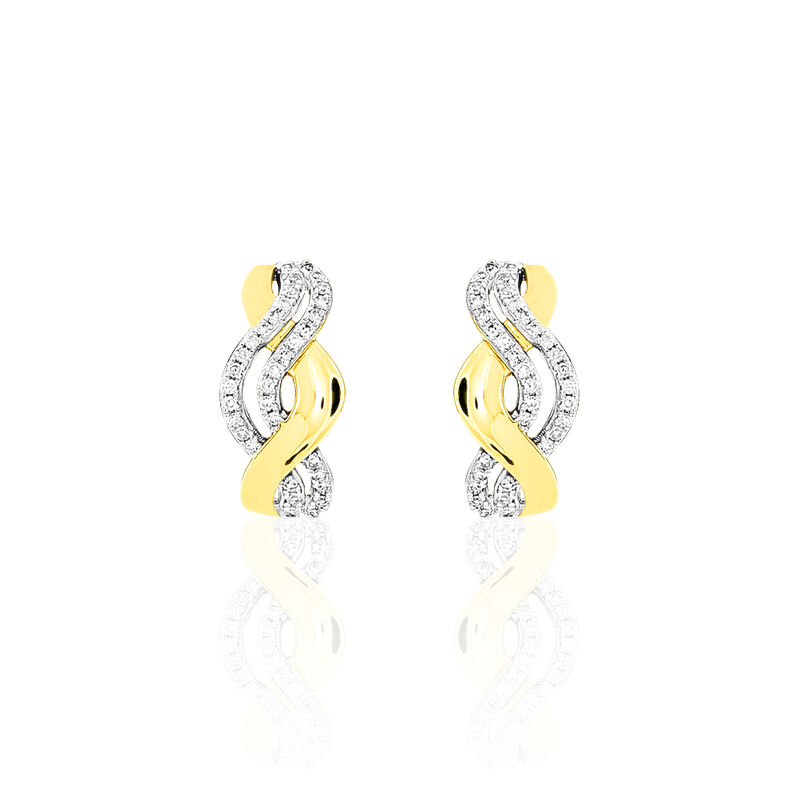 Boucles D'oreilles Puces Lonie Or Jaune Diamant - Spannringe Damen | OROVIVO