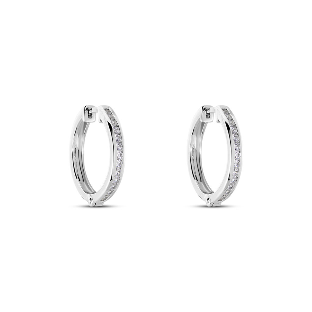 Damen Creolen Silber 925 Zirkonia Wei&szlig; 0,7 ct