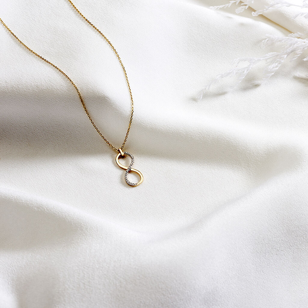 Damen Collier Gold 375 Diamant 0,01ct Unendlichkeit Infino - Halsketten Damen | OROVIVO