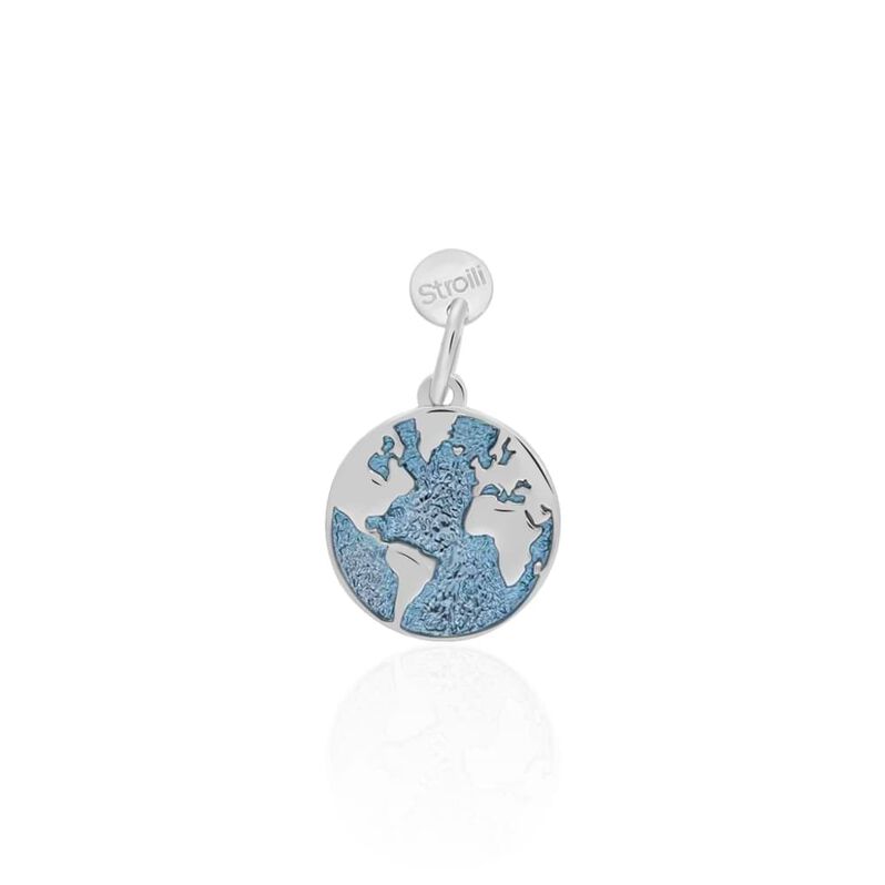 Charm in argento rodiato con simbolo mondo - Spannringe Damen | OROVIVO