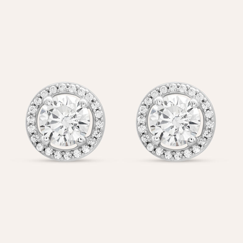 Orecchini Lobo Punto Luce Claire Oro Bianco Cubic Zirconia - Spannringe Damen | OROVIVO