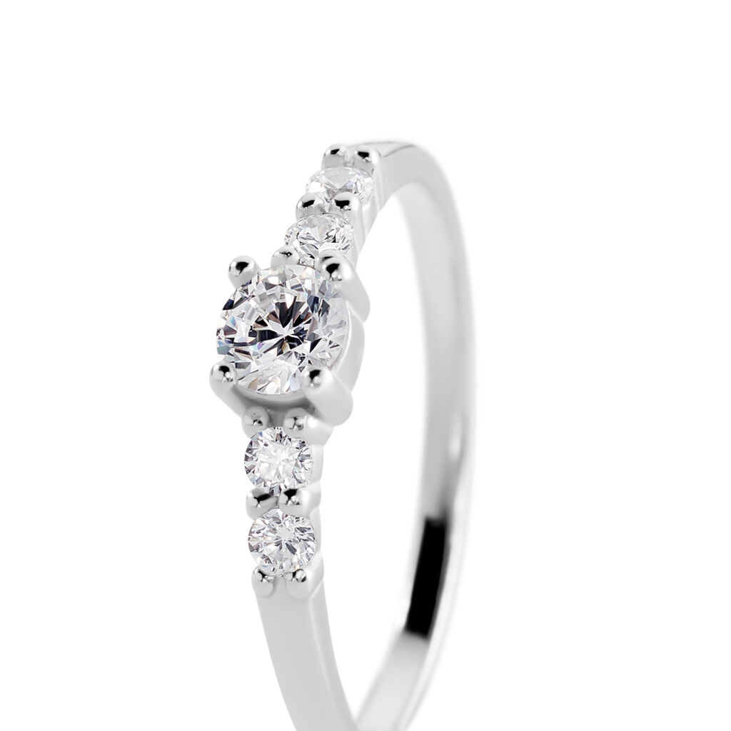 LUNIRA Damen Ring Silber 925 Zirkonia Wei&szlig; 0,09 ct