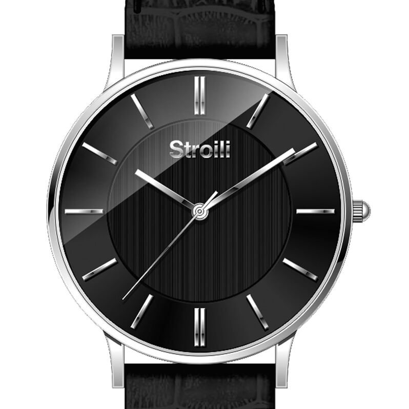Solo tempo cassa e bracciale in acciaio e pelle quadrante nero - Spannringe Herren | OROVIVO