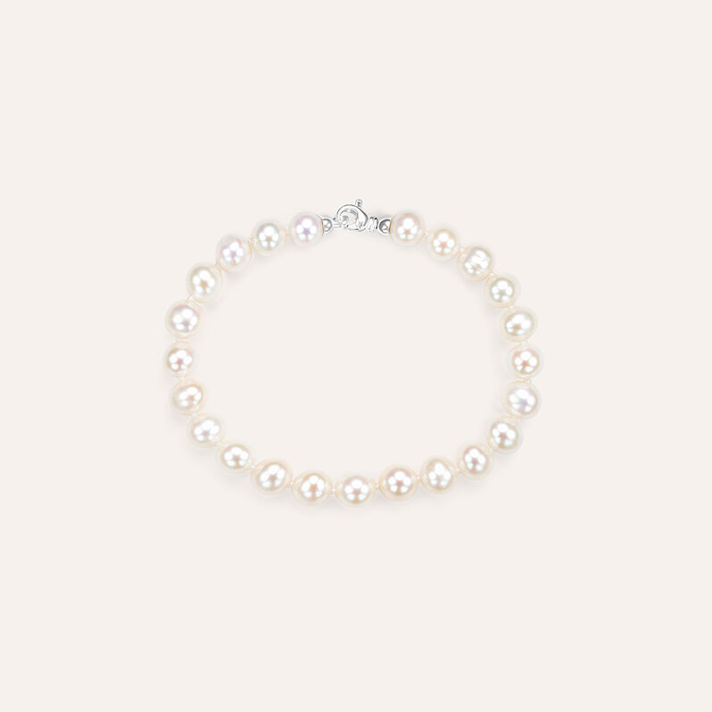 Bracciale Gabrielle Oro Bianco Perla D'Acqua Dolce - Spannringe Damen | OROVIVO
