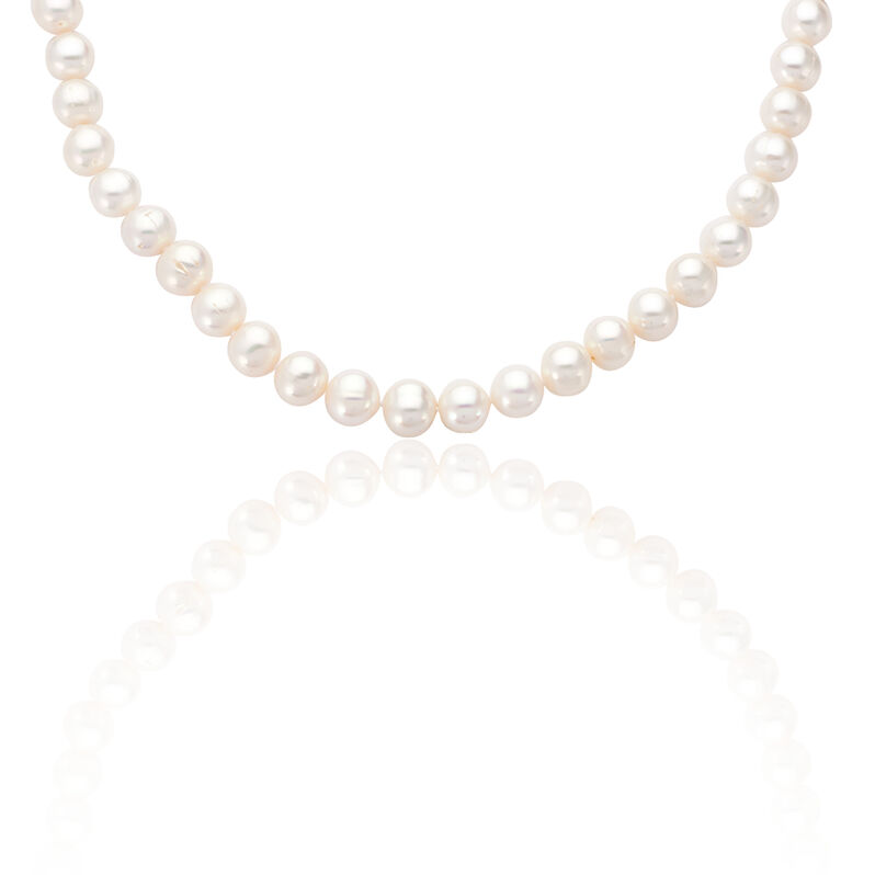 Damen Collier Silber 925 Zuchtperlen 9-10mm - Halsketten Damen | OROVIVO