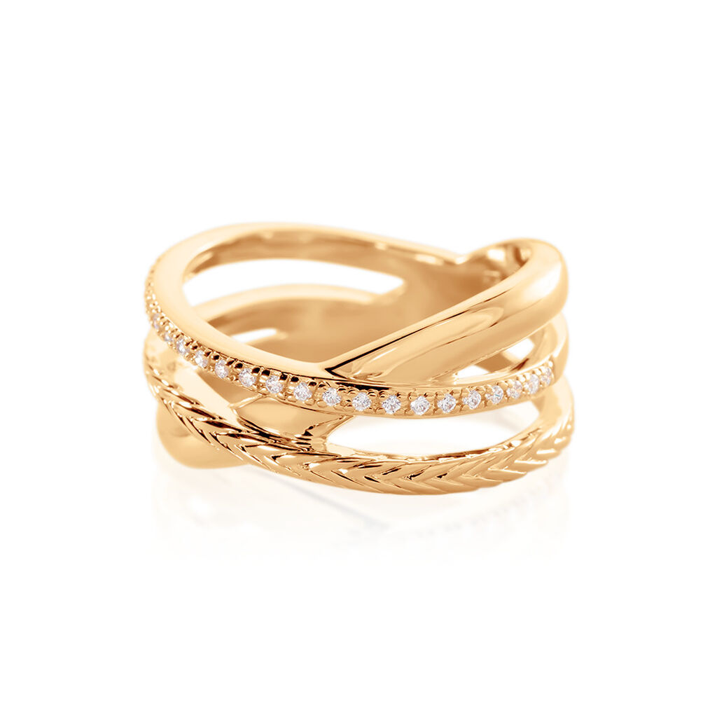 NORAH Damen Ring Vergoldet Zirkonia Weiß B 10 mm, Ring mit Stein