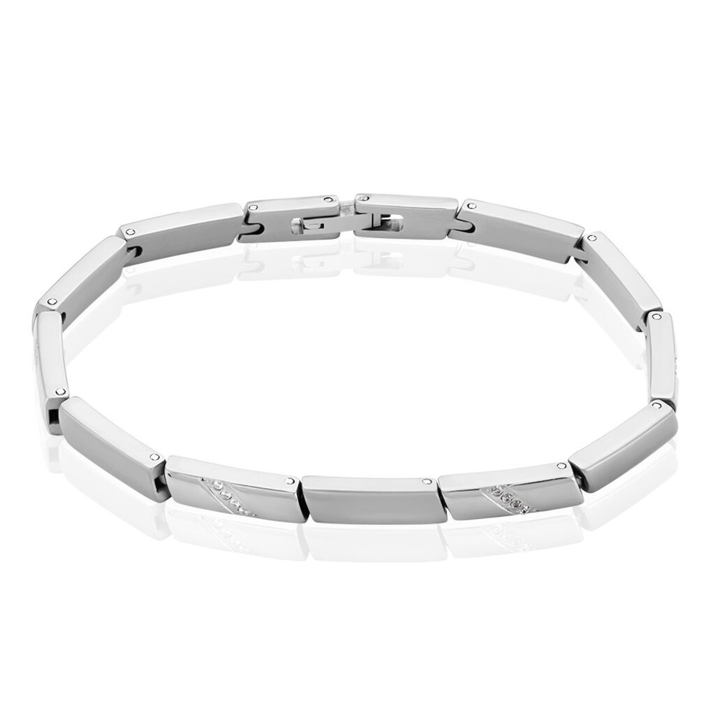 VIVIAN Damen Armband Titan Zirkonia Wei&szlig; 0,24 ct Rechteckig B 4,5 mm