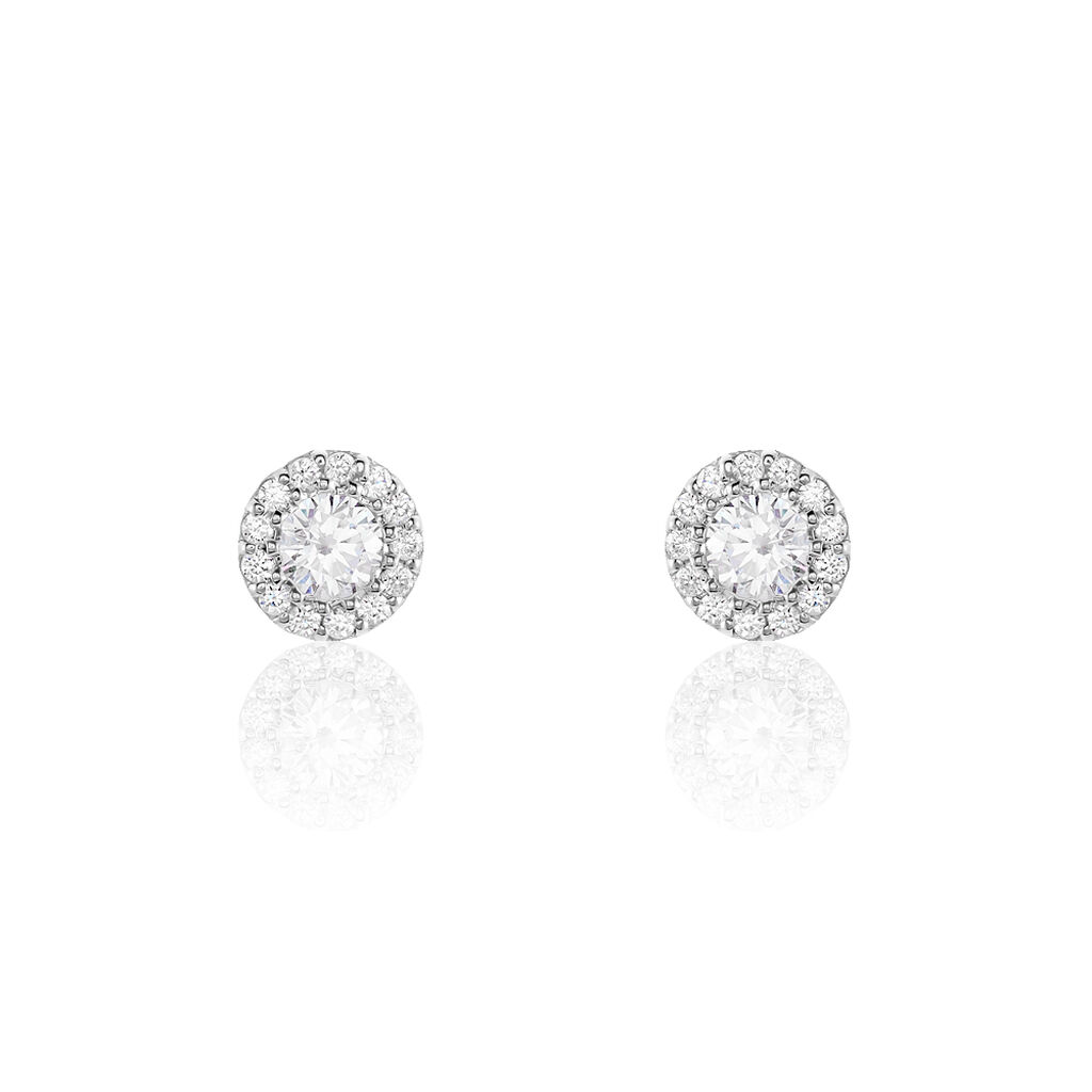 Damen Ohrstecker Weißgold 375 (9 Karat) Zirkonia Weiß Kreis - Ohrstecker Damen | OROVIVO