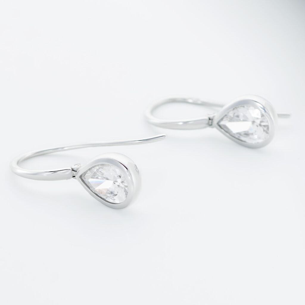 DELIANA Damen Ohrringe Lang Silber 925 Zirkonia Wei&szlig; 3,6 ct Tropfen