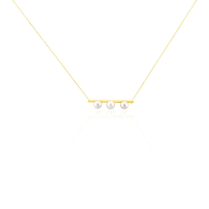 CHRISTINE Damen Collier Gold 375 (9 Karat) Zuchtperle Perlmutt Balken - Halsketten Damen | OROVIVO