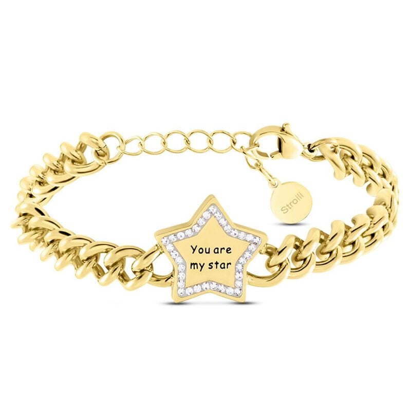 Bracciale Lady Message Acciaio Dorato Spirituality e Cristalli - Spannringe Damen | OROVIVO