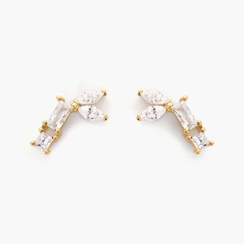 Boucles D'oreilles Puces Lizaveta Or Jaune Oxyde De Zirconium - Spannringe Damen | OROVIVO