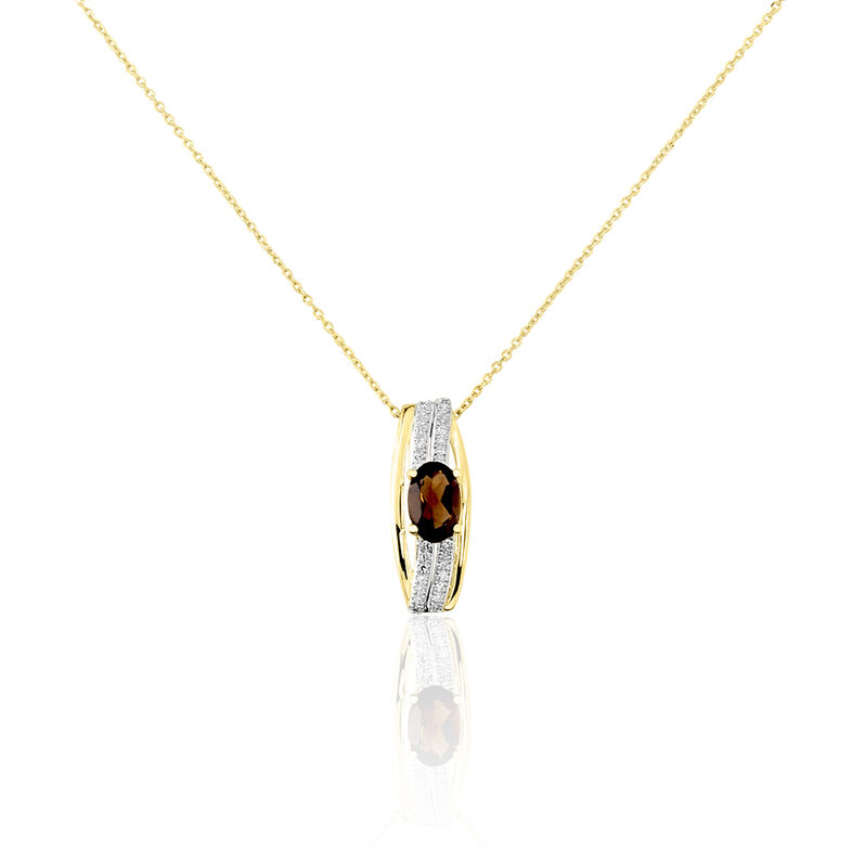 Collier Or Jaune Quartz Et Diamant - Spannringe Damen | OROVIVO