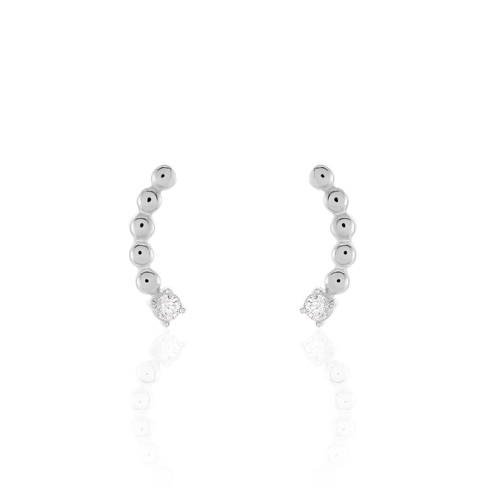 Damen Ohrstecker Silber 925 Zirkonia Wei&szlig;