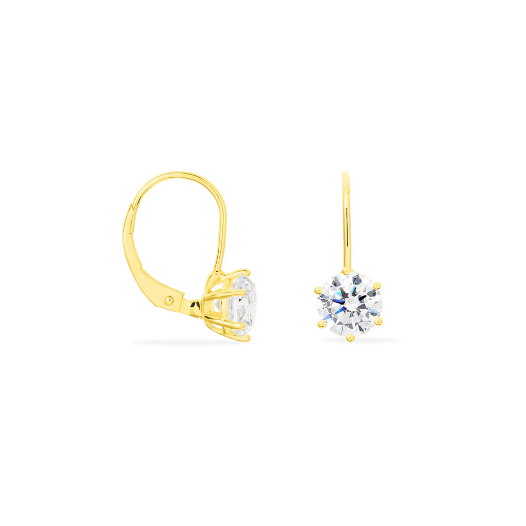 Damen Ohrringe Lang Gold 375 Zirkonia Kreis  - Ohrhänger Damen | OROVIVO
