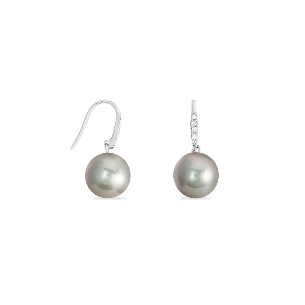 Boucles D'oreilles Or Gris  Et Perle - Spannringe Damen | OROVIVO