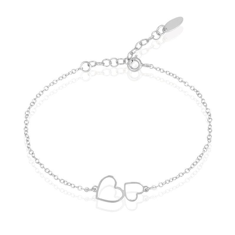 ESTINA Damen Armband Silber 925 Doppelherz - Armb&auml;nder mit Anh&auml;nger Damen | OROVIVO