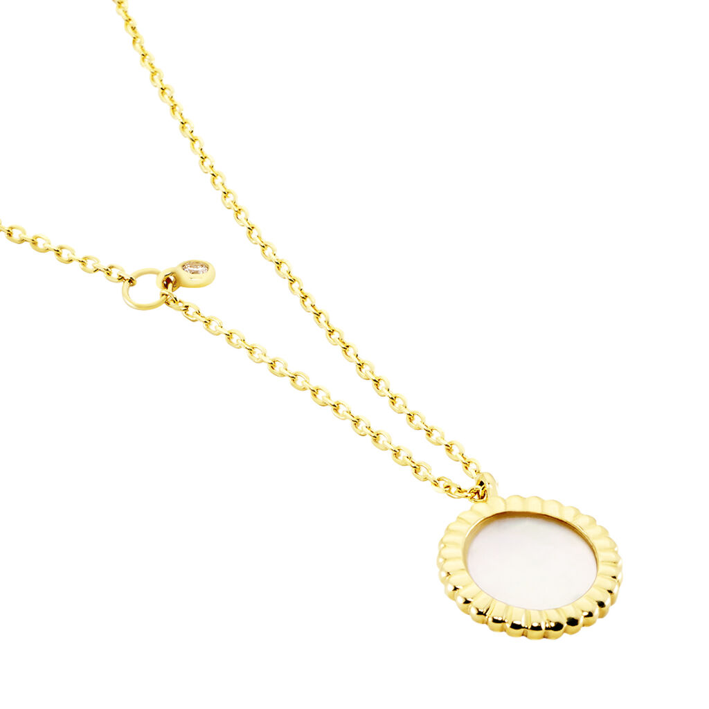 Damen Collier Gold 375 Perlmutt Weißer Perlmutt Kreis Uyen - Halsketten Damen | OROVIVO