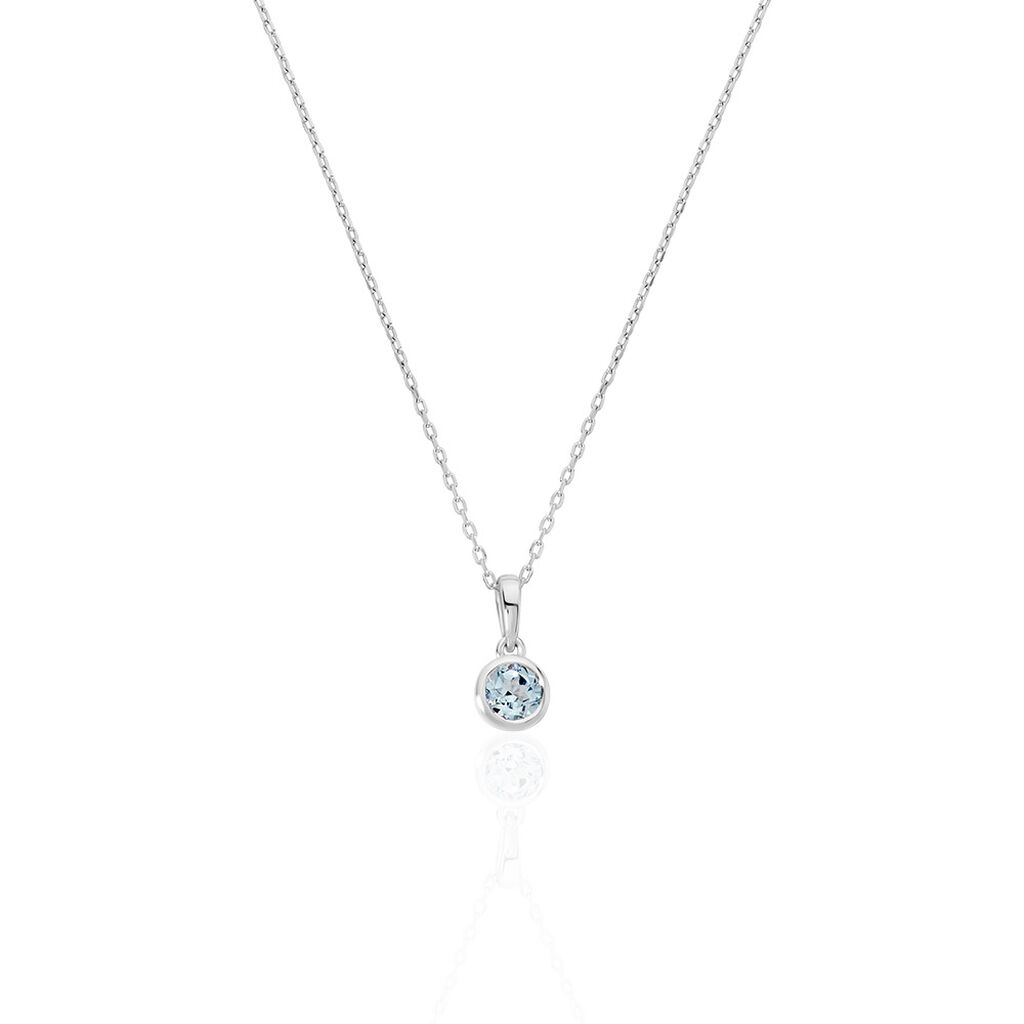 SANNI Damen Collier Weißgold 585 (14 Karat) Topas Blau 0,4 ct, Collier mit Stein