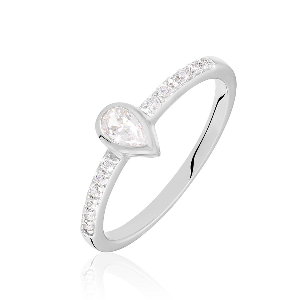 KIRILKA Damen Ring Silber 925 Zirkonia Weiß 13 ct Tropfen, Ring mit Stein