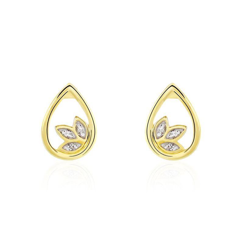 Damen Ohrstecker Gold 375 Diamant 0,02ct Tropfen Blatt Kena  - Ohrstecker Damen | OROVIVO