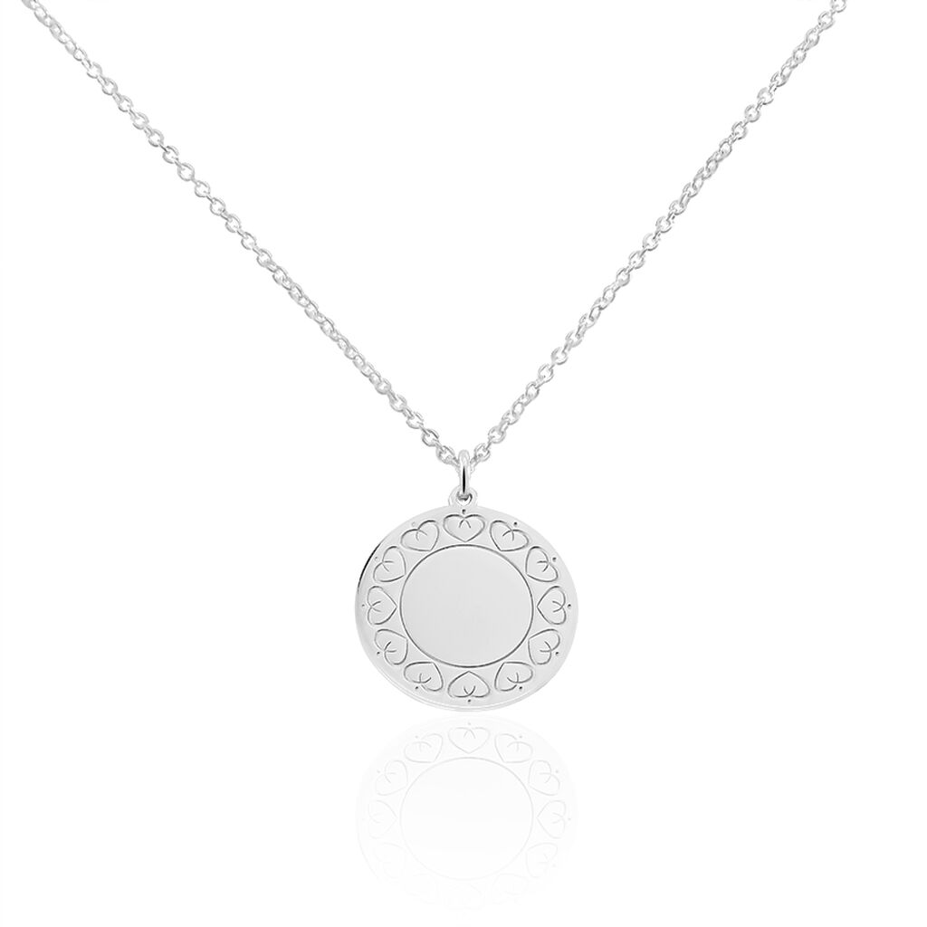 🦚 Damen Halskette Silber 925 Rhodiniert Gravur, Collier ohne Stein