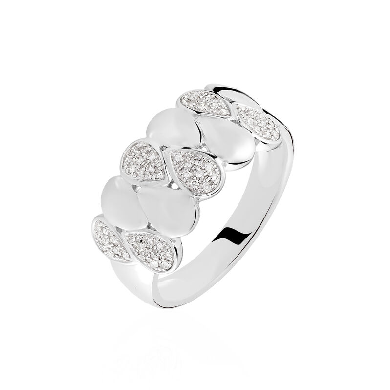 Damen Ring Weißgold 375 Diamant 0,15ct Blütenblatt Tropfen Burbu  - Ringe mit Stein Damen | OROVIVO