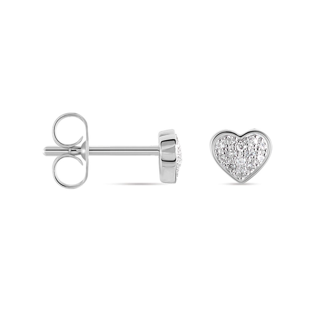 Damen Ohrstecker Weißgold 375 Diamant 0,06ct Herz Aba  - Ohrstecker Damen | OROVIVO