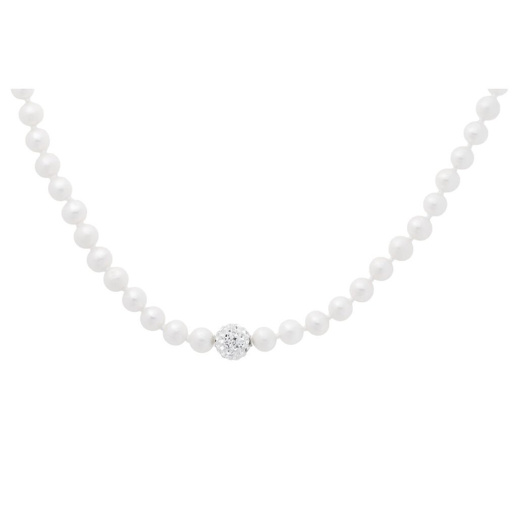 Thumbnail - OLYMPIA 2 Damen Collier Silber 925 Perlmutt Perlmutt Ball, Collier mit Stein